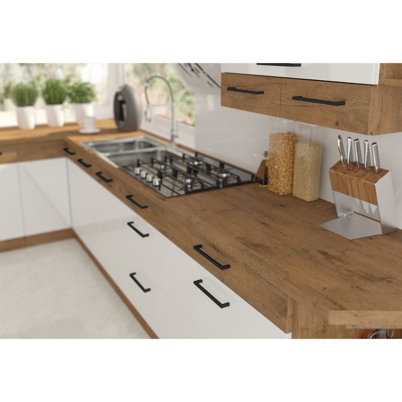 Horná rohová skrinka, biely vysoký lesk/dub lancelot, 58x58 GN-72 1F, 1x dvierka