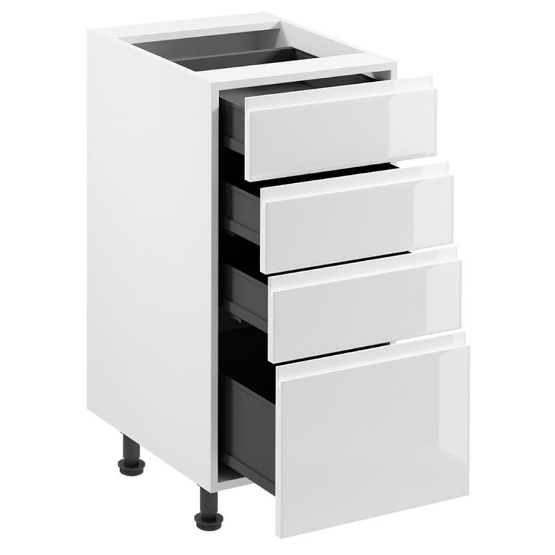 Spodná skrinka biela-biely extra vysoký lesk, D40S4, 4x zásuvka