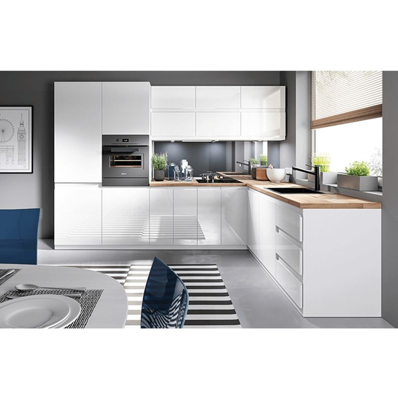 Spodná rohová skrinka biela-biely extra vysoký lesk, D90N, dvierka