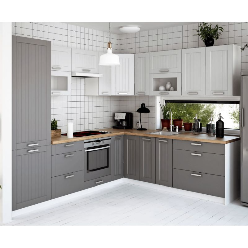 Spodná skrinka, tmavosivá-biela, TYP 56, 2x dvierka