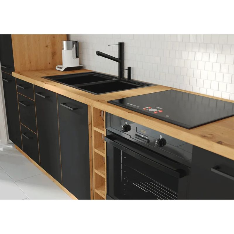 Spodná drezová skrinka, čierny mat-dub artisan, 80ZL 2F BB, 2x dvierka