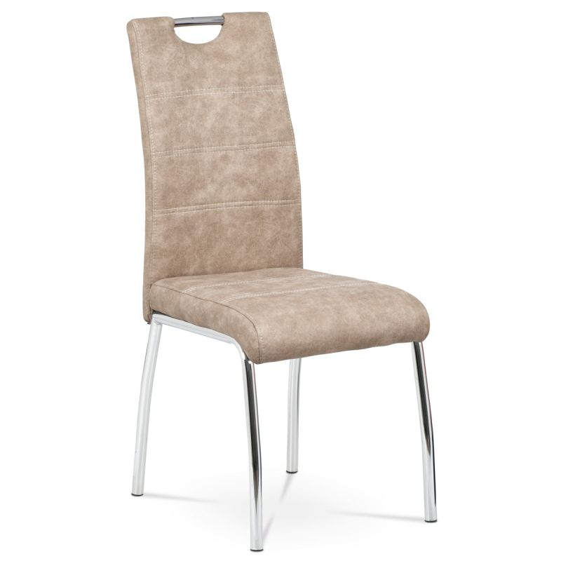 Moderná stolička do jedálne čalúnená krémovou látkou
