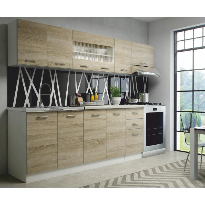 Moderná kuchynská linka, dub sonoma-biela 2,6 m