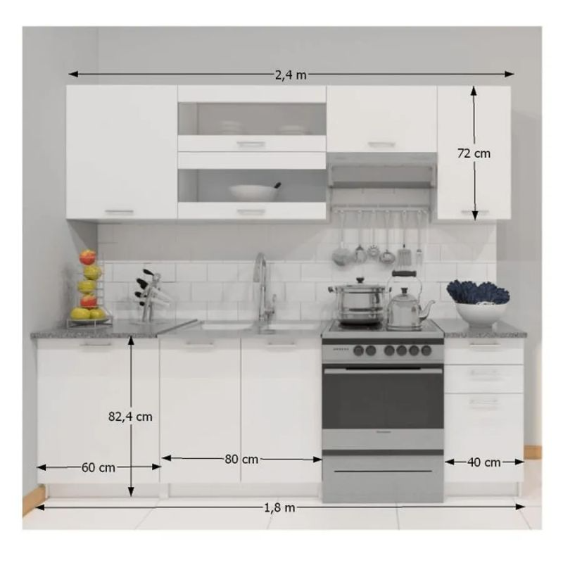 Kuchynská linka biela 2,4 m