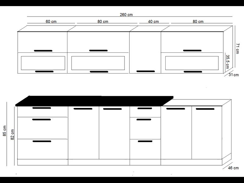 Kuchynská zostava 260 béžový lesk-grafit lesk