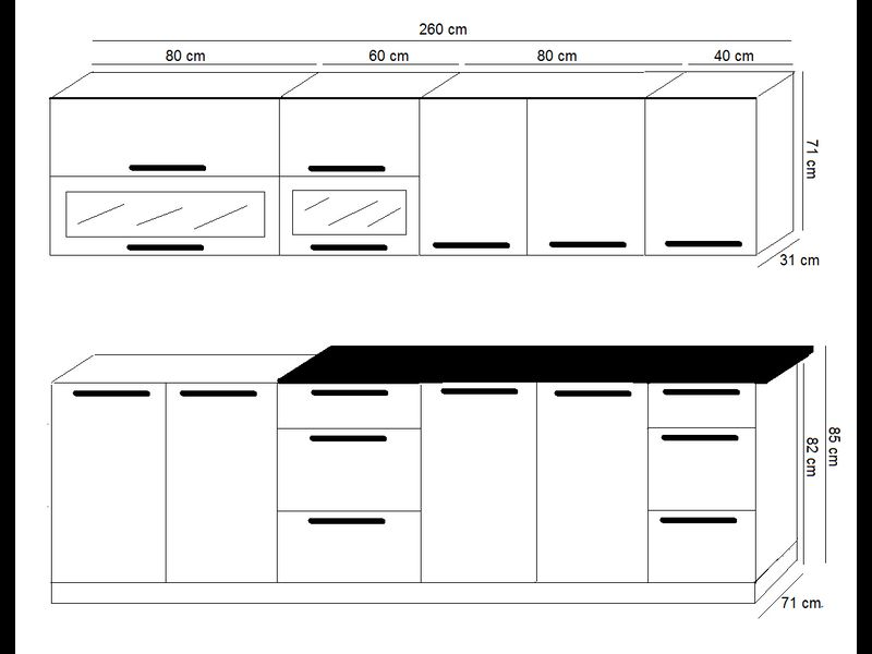 Kuchynská zostava dub sonoma 260