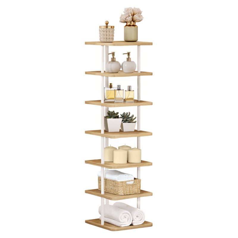 Praktický regál 6-policový, biela-svetlý dub