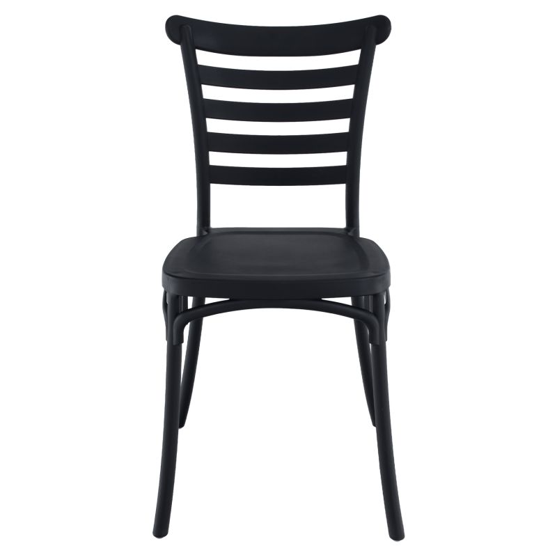 Stohovateľná stolička plastová, čierna