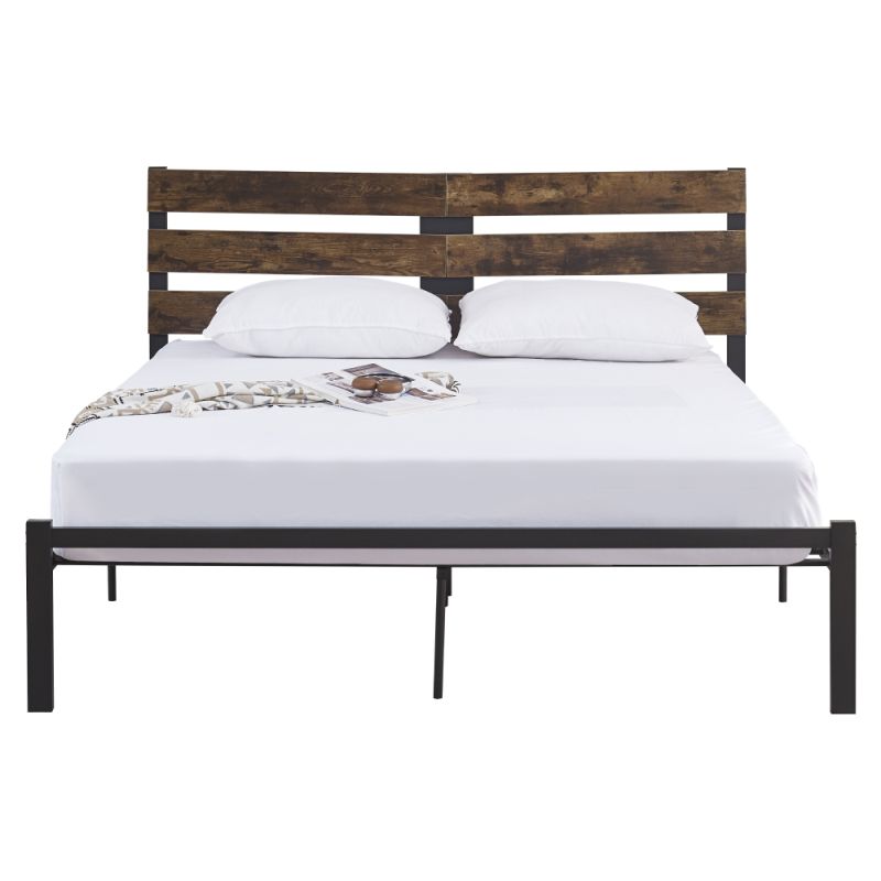 Manželská posteľ s roštom, dub rustikal-kov, 180x200