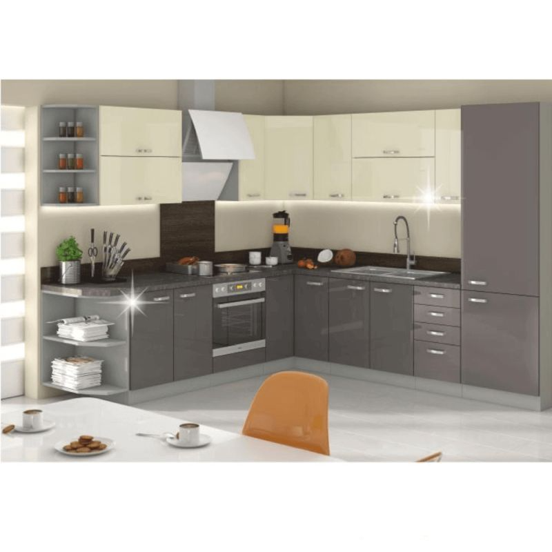 Skrinka dolná drezová 80 ZL 2F BB, sivá vysoký lesk-sivá, 2x dvierka