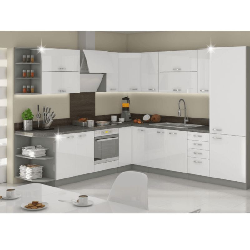 Skrinka dolná 60 D 1F BB, biela vysoký lesk-sivá, 1x dvierka