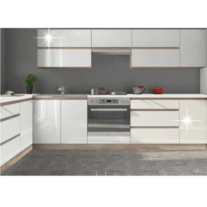 Dolná skrinka D 80 ZL, vysoký biely lesk-dub sonoma, 2x dvierka