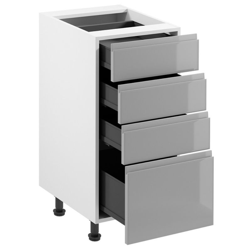 Spodná skrinka, biela-sivý vysoký lesk, D40S4, 4x zásuvka