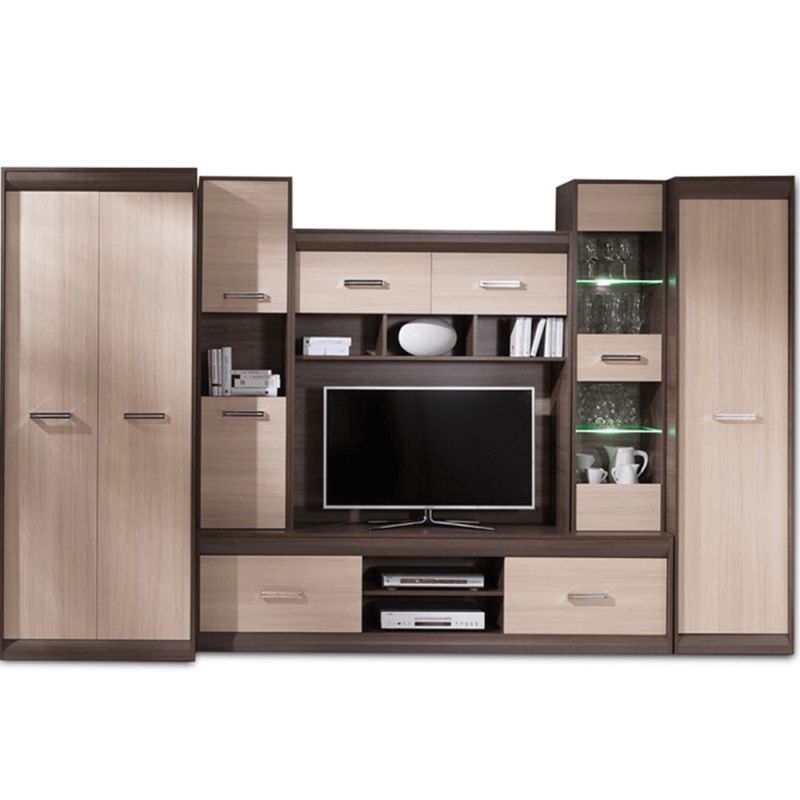 Obývacia stena, dub tmavý-dub jasný