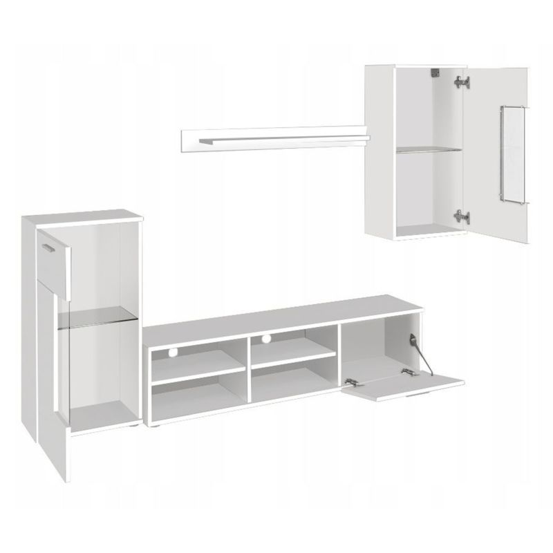 Obývacia stena s LED osvetlením biela, DTD fóliovaná