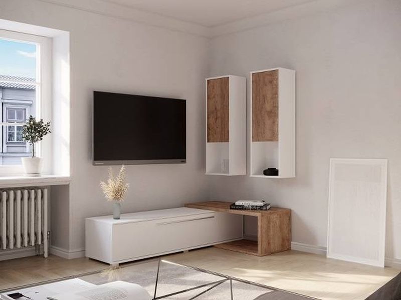 Obývacia stena biela-dub samdal