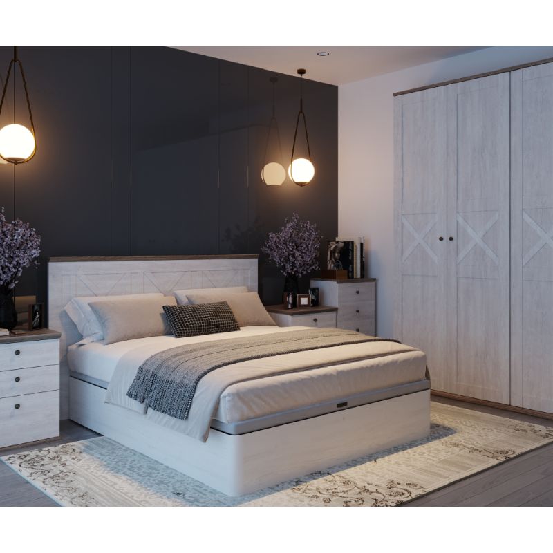 Komoda 4 šuplíky, 1 skrinka, borovica canyon-dub sonoma trufel