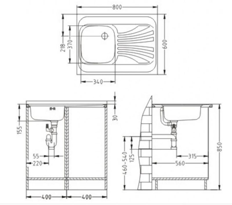 Kuchynský drez nerezový CLASSIC 30 UNI, nerez