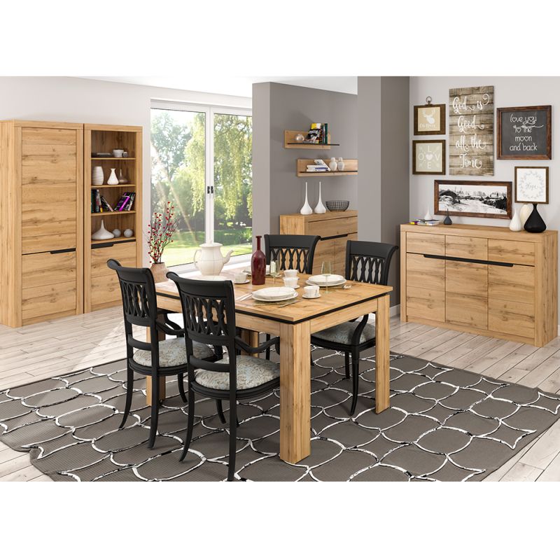 Jedálenský rozkladací stôl, dub wotan, 135-184 cm