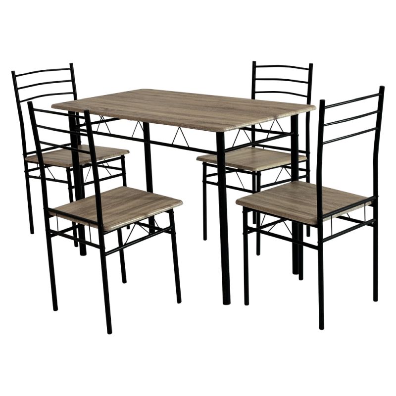 Jedálenský set 1+4, dub sonoma, čierna konštrukcia