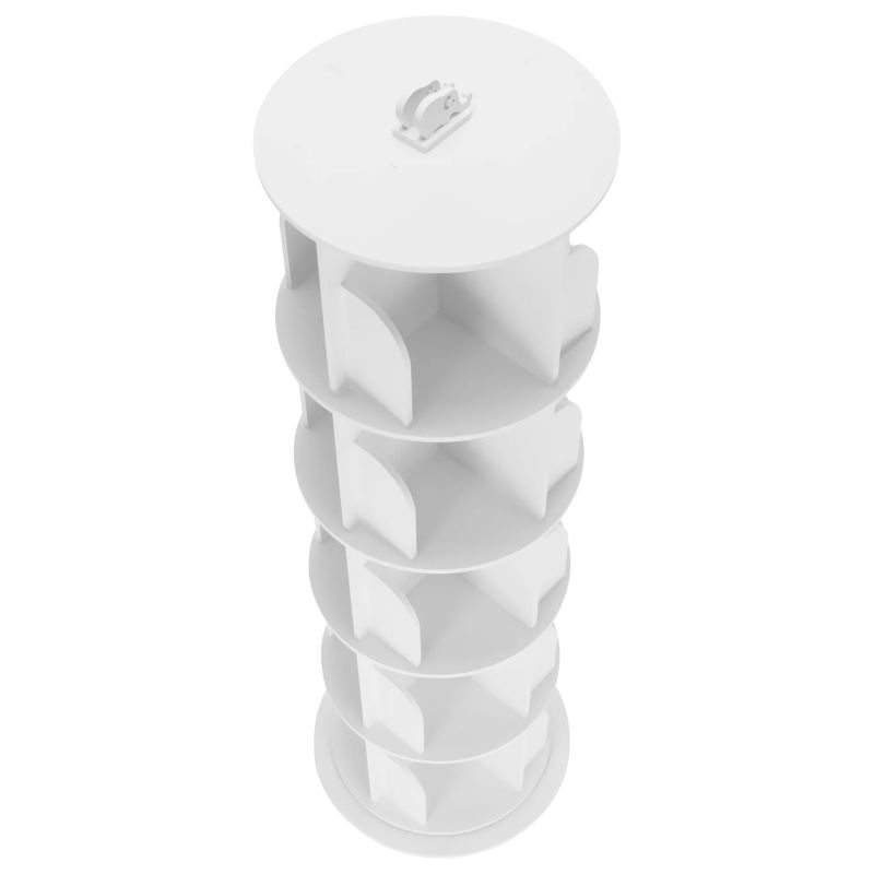 Otočný regál, 5 políc, biely