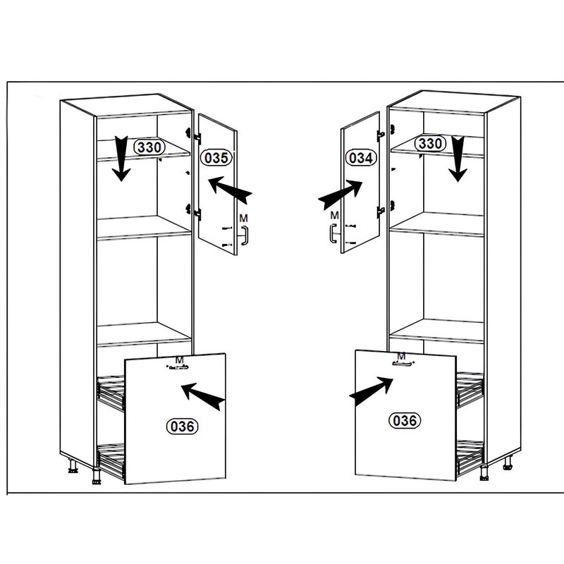 Potravinová skrinka, biela-sivý vysoký lesk, D60P, ľavá, 2x dvierka