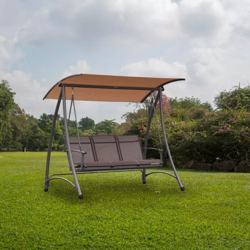 Záhradná hojdačka z kovu, hnedá-tmavosivá