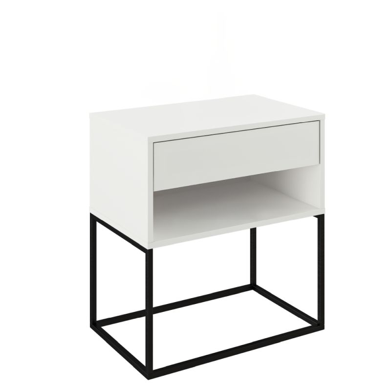 Nočný stolík, príručný stolík, biela-čierna