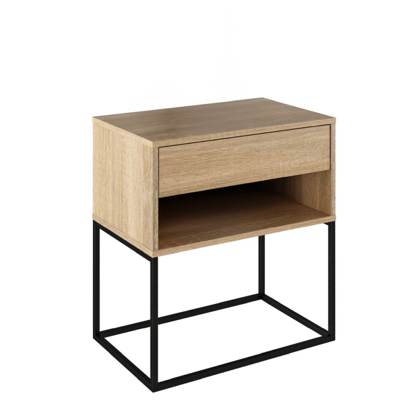 Nočný stolík, príručný stolík, dub sonoma-čierna