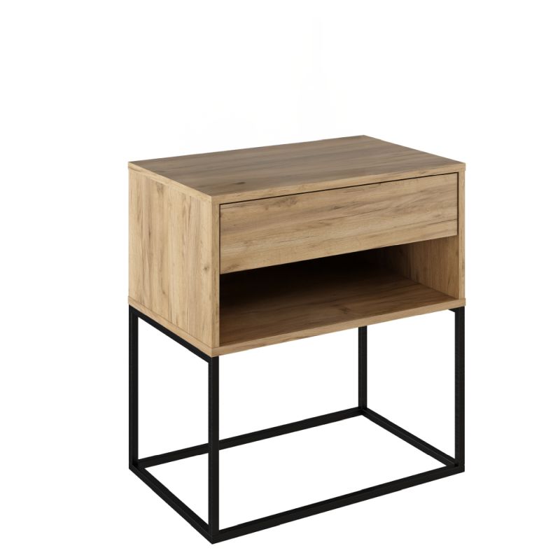 Nočný stolík, príručný stolík, dub artisan-čierna