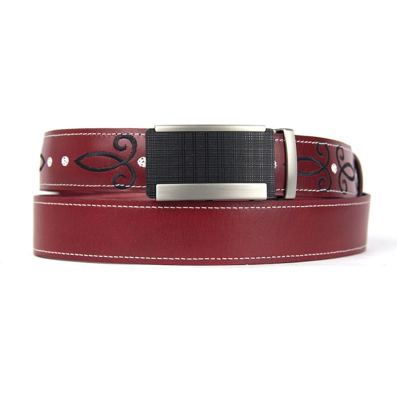 Kožený opasok s výšivkou, automatická pracka, 140cm, Limitovaná edícia 07