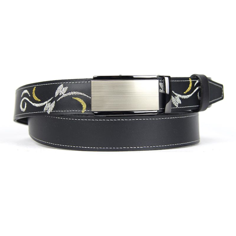 Kožený opasok s výšivkou, automatická pracka, 159cm, Limitovaná edícia 01