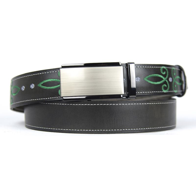Kožený opasok s výšivkou, automatická pracka, 147cm, Limitovaná edícia 03