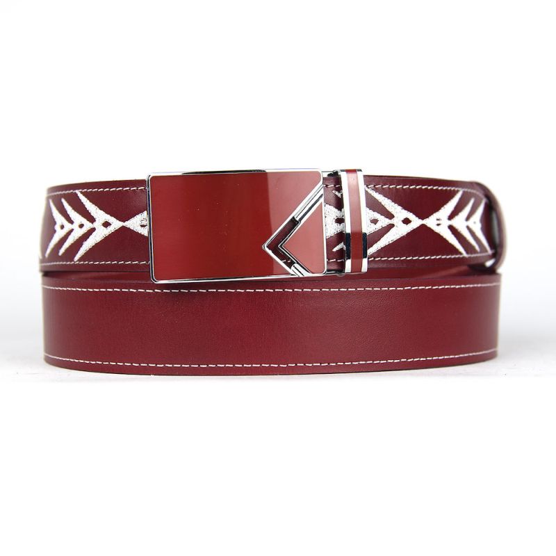 Kožený opasok s výšivkou, automatická pracka, 137cm, Limitovaná edícia 06