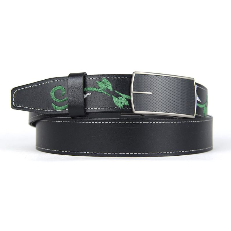 Kožený opasok s výšivkou, pracka s brzdou, 139cm, Limitovaná edícia 05