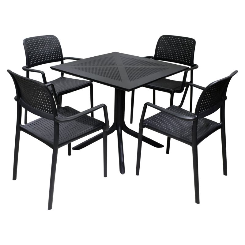 Záhradný stôl z plastu v čiernej farbe