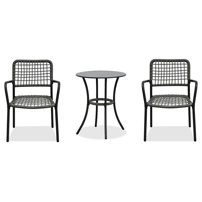 Záhradný set 1+2 z polyratanu v sivom odtieni