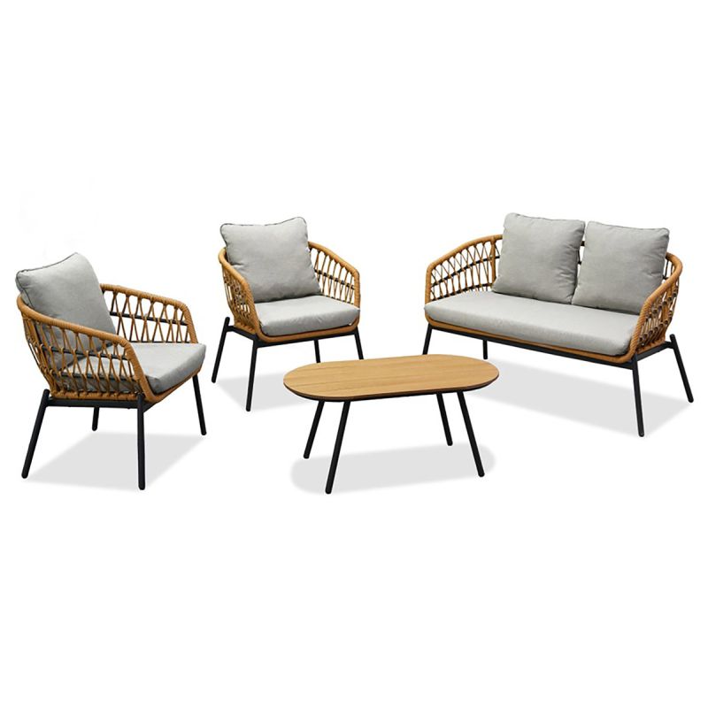 Elegantná záhradná sedacia súprava v prírodnom odtieni