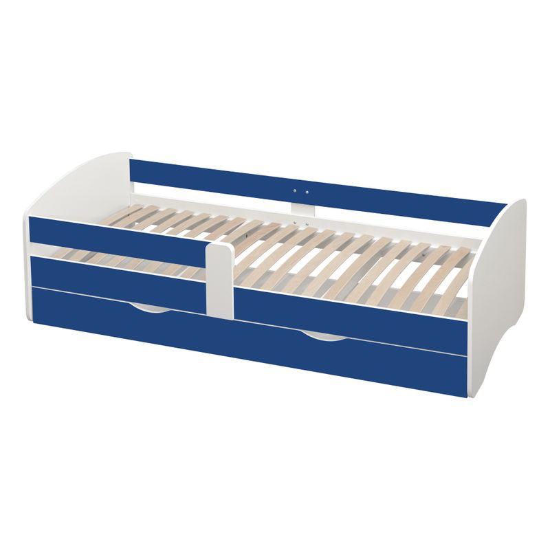 Detská posteľ s roštom a úložným priestorom 90x200, biela-modrá