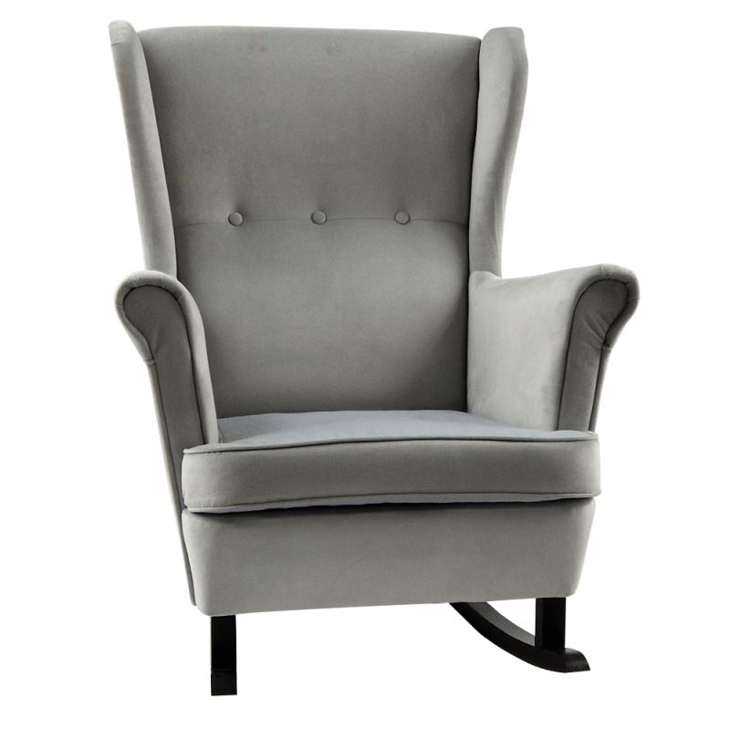 Hojdacie kreslo ušiak, svetlosivé s čiernymi nohami