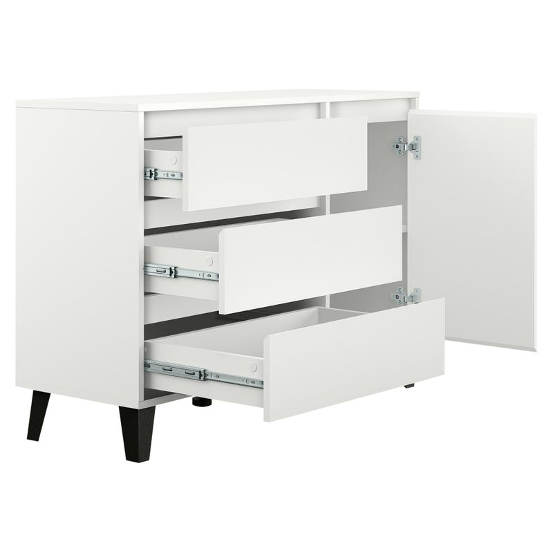 Komoda 1D3S, 3x šuplík 1x dvierka, biela