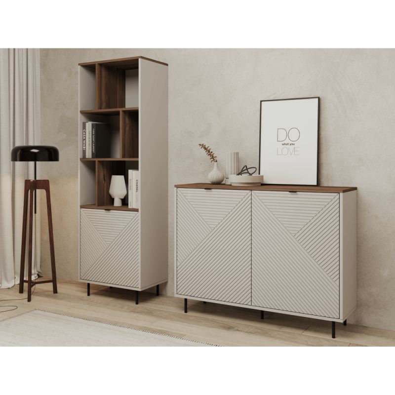 Dvojdverová komoda 2D, kašmír-dub castello