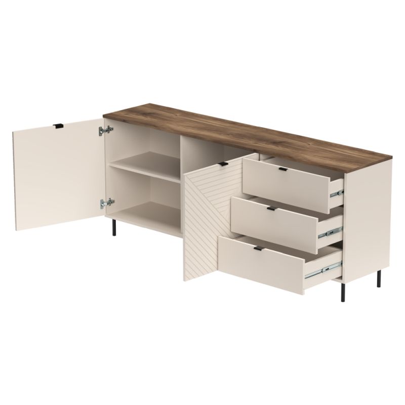 Dvojdverová komoda so šuplíkmi 2D3S, kašmír-dub castello