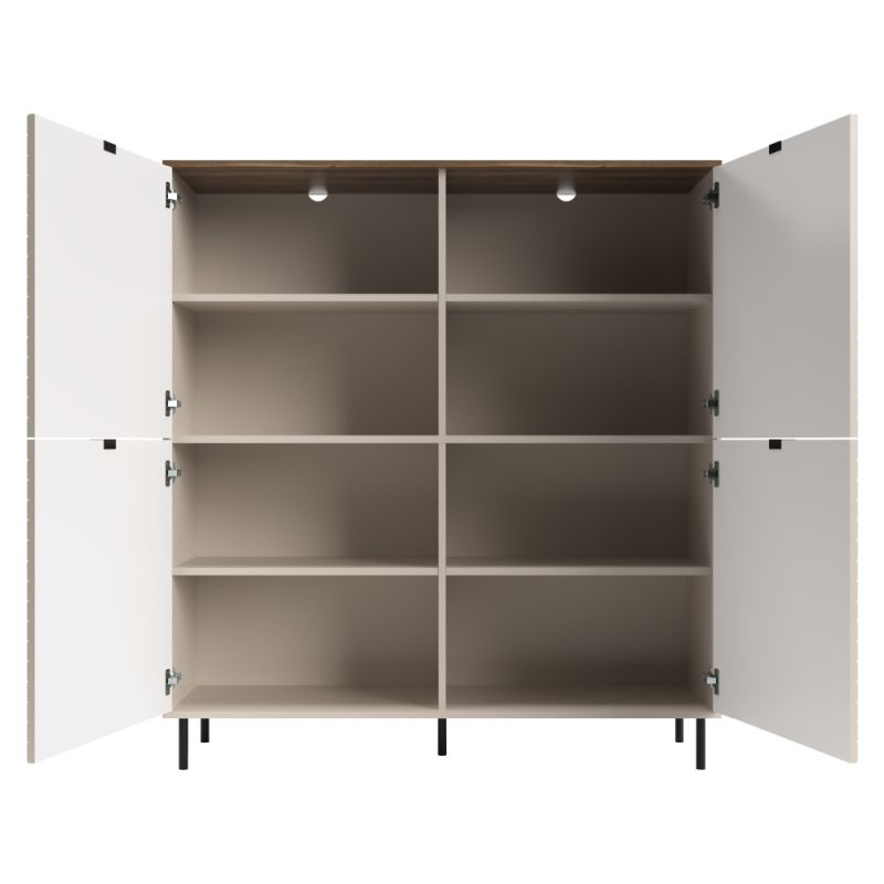 Regál 4D, 4x dvierka, kašmír-dub castello