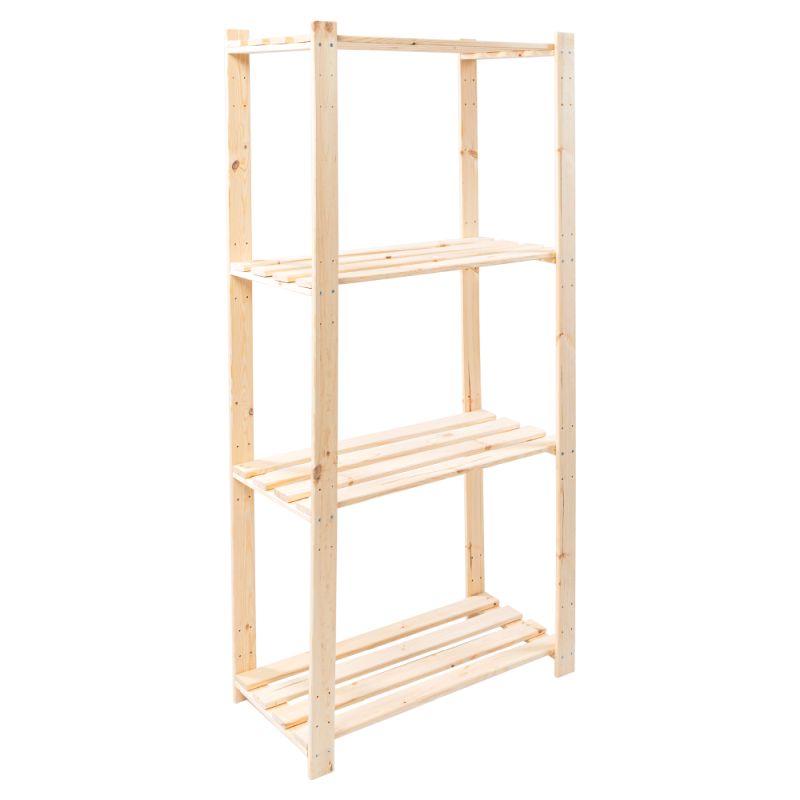 Regál so štyrmi poličkami, prírodná borovica