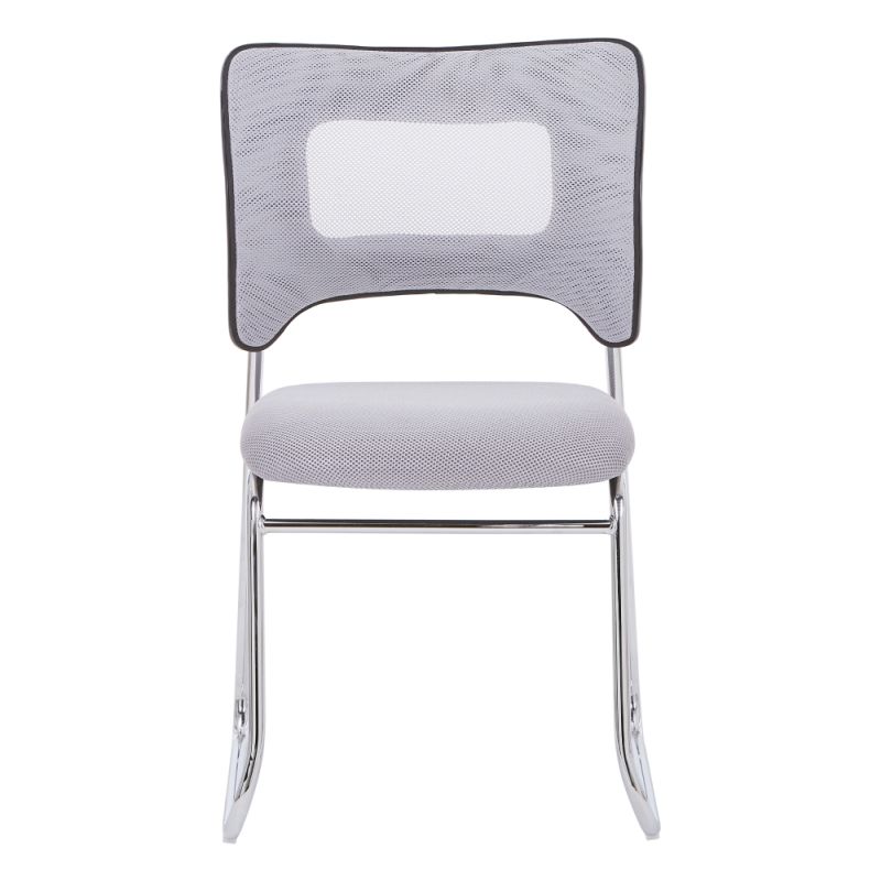 Zasadacia stohovateľná stolička, sivá sieťovina-chróm