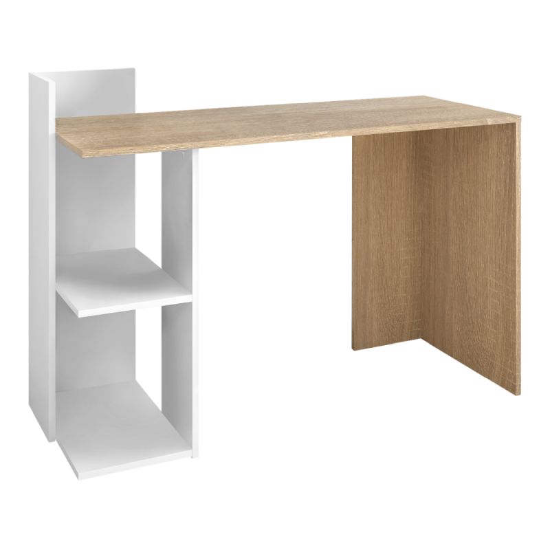 PC stôl s otvoreným regálom, dub sonoma-biela