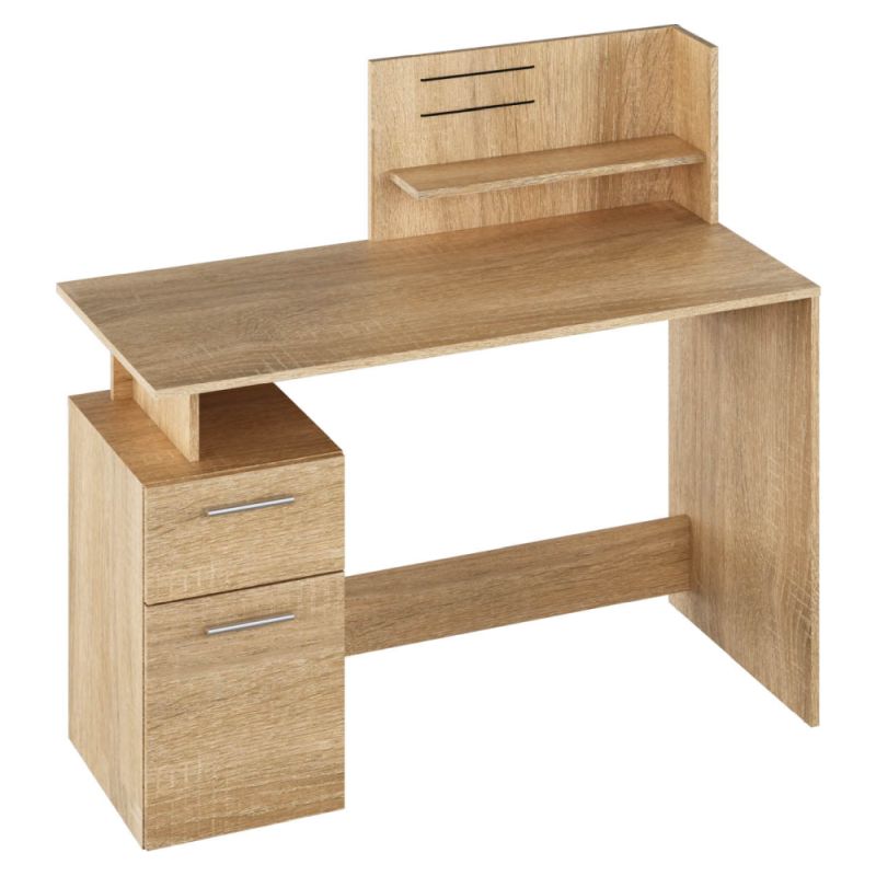 Moderný počítačový stôl s policou, dub sonoma