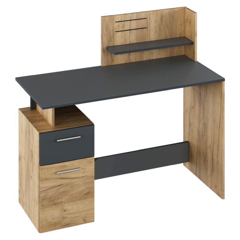 Moderný počítačový stôl s policou, dub artisan-grafit