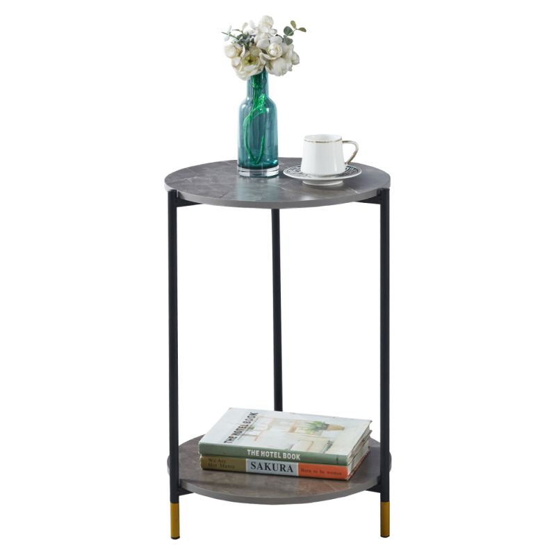 Dizajnový a praktický konferenčný stolík, sivý mramor-čierna